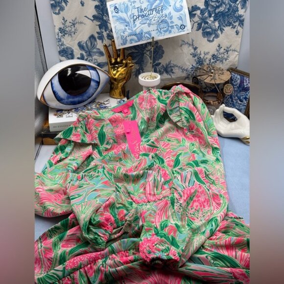 🆕 LILLY PULITZER 🧿 NWT Taviana Stretch Dress, Coming in Hot Blue Horizon, Sz 4 - Picture 2 of 13